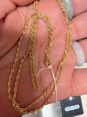 18K /750 Gold Rope Chain Necklace - UNISEX Jewelry 23 inches
